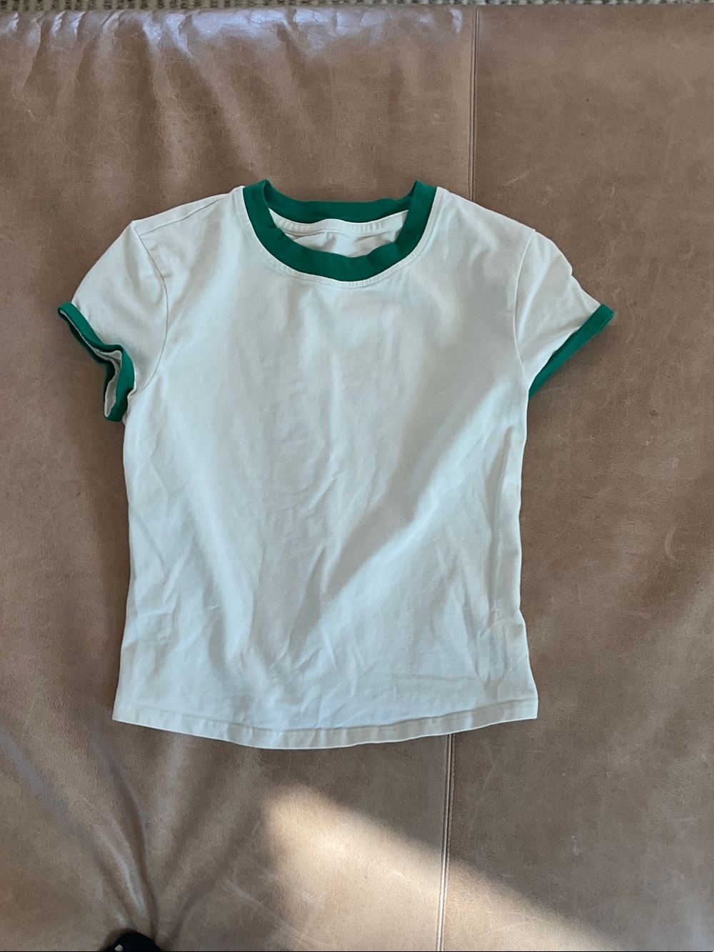 lululemon athletica White Ringer Tee with Green Trim